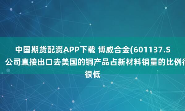 中国期货配资APP下载 博威合金(601137.SH)：公司直接出口去美国的铜产品占新材料销量的比例很低